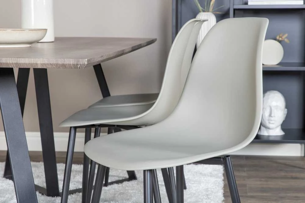 Venture Design Valgomojo stalas ir kėdės komplektas, Marina ir Polar, 180x90 cm ir 81x45.5 cm, Pilka ir Juoda