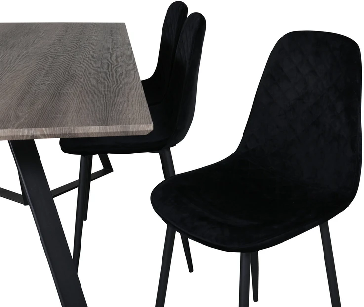 Venture Design Valgomojo stalas ir kėdės rinkinys, Marina ir Polar Diamond, 180x90 cm ir 52x86 cm, Juoda ir Pilka