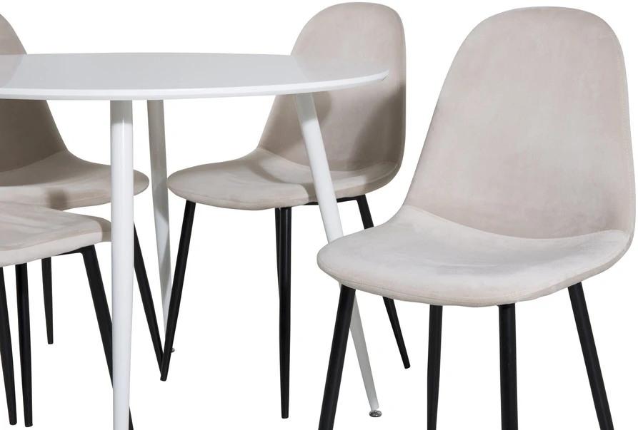 Venture Design Valgomojo stalas ir kėdės rinkinys, Plaza ir Polar, 100x53.3 cm, Balta ir kreminė.