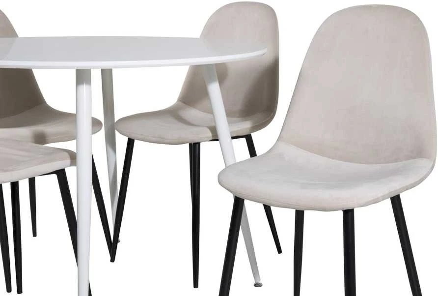 Venture Design Valgomojo stalas ir kėdės rinkinys, Plaza ir Polar, 100x53.3 cm, Balta ir kreminė.