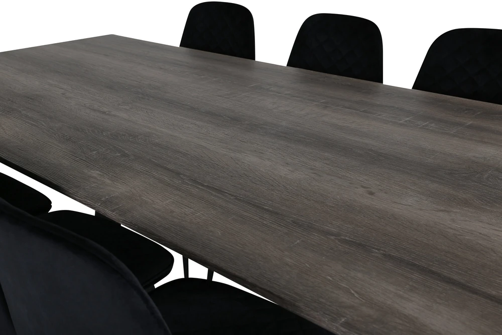 Venture Design Valgomojo stalas ir kėdės rinkinys, Marina ir Polar Diamond, 180x90 cm ir 52x86 cm, Juoda ir Pilka