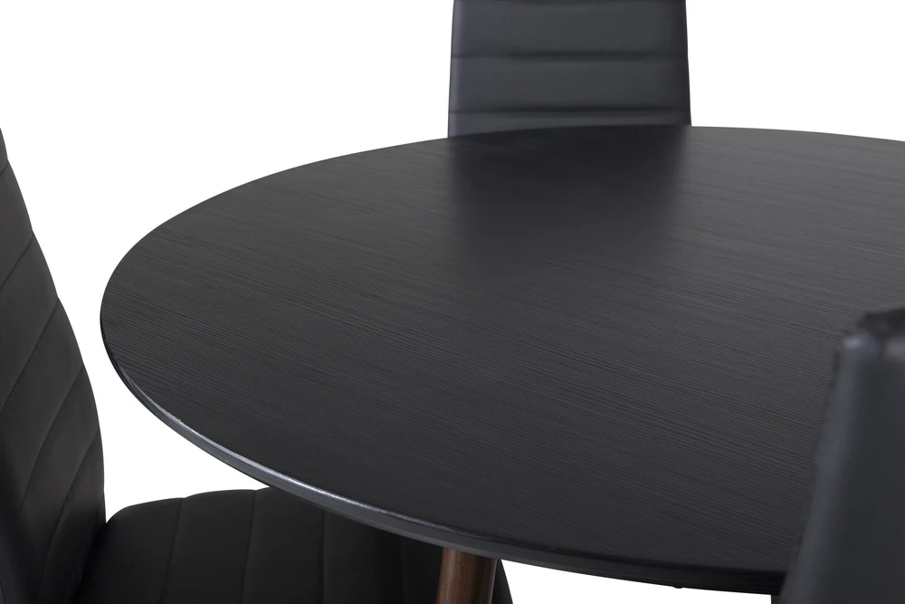 Venture Design Valgomojo stalas ir kėdės rinkinys, Plaza ir Slim, 100x48 cm, juoda ir riešutas
