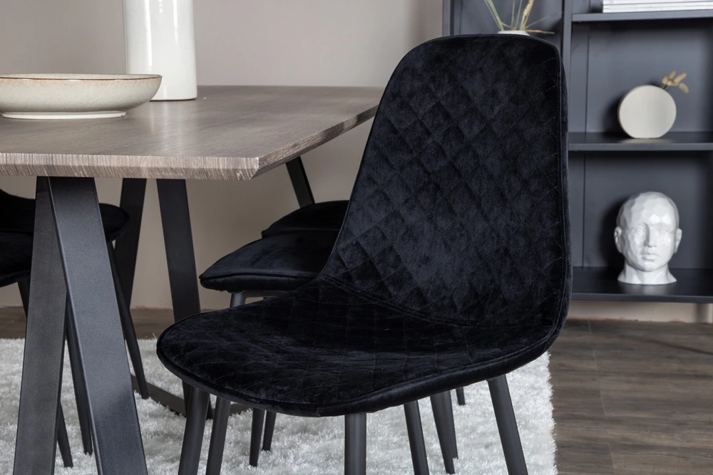 Venture Design Valgomojo stalas ir kėdės rinkinys, Marina ir Polar Diamond, 180x90 cm ir 52x86 cm, Juoda ir Pilka