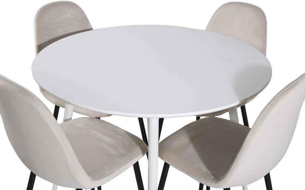 Venture Design Valgomojo stalas ir kėdės rinkinys, Plaza ir Polar, 100x53.3 cm, Balta ir kreminė.