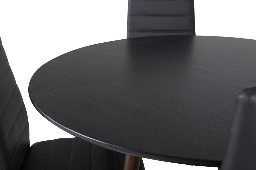 Venture Design Valgomojo stalas ir kėdės rinkinys, Plaza ir Slim, 100x48 cm, juoda ir riešutas