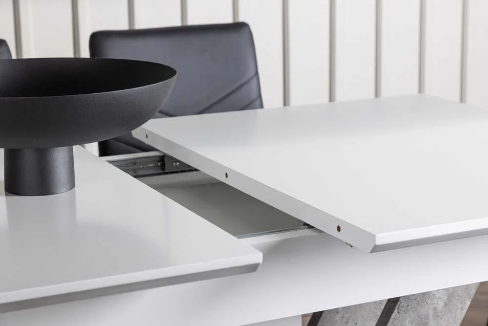 Venture Design Valgomojo stalas ir kėdžių komplektas Disa 120x80 cm baltas išskleidžiamas