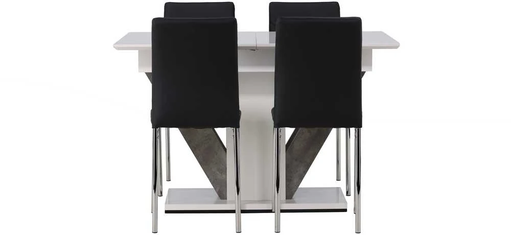 Venture Design Valgomojo stalas ir kėdžių komplektas Disa 120x80 cm baltas išskleidžiamas