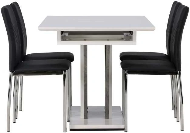 Venture Design Valgomojo stalas ir kėdžių komplektas Disa 120x80 cm baltas išskleidžiamas