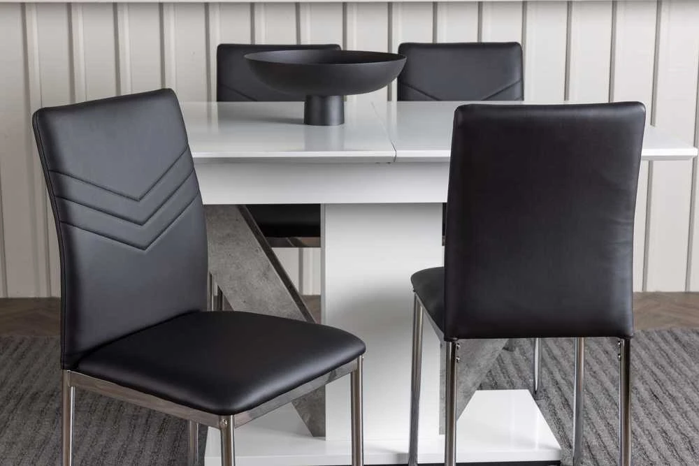 Venture Design Valgomojo stalas ir kėdžių komplektas Disa 120x80 cm baltas išskleidžiamas