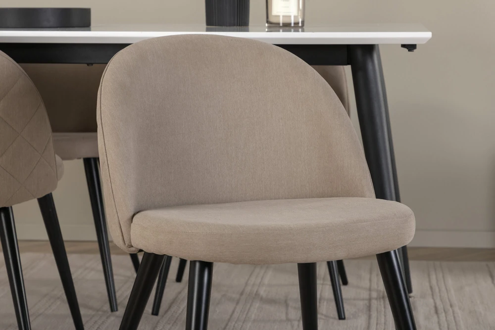 Venture Design Valgomojo stalas, Jimmy, 150-240x90x76 cm, Balta, Valgomasis kėdė, Švelnūs siūlai, 57x76.5x50 cm, Bėžinės.