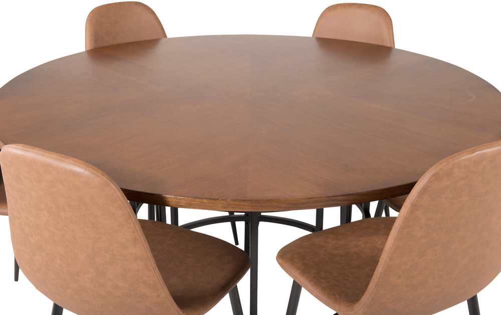 Venture Design Valgomojo stalas, Kopenhaga, ⌀140 cm, Ruda / Valgomasis kėdė, Poliaras, 53x87x44 cm, Juoda