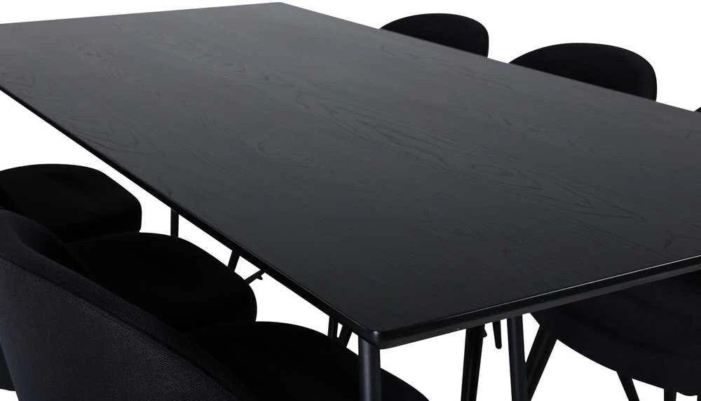 Venture Design Valgomojo stalas, Petra, 190x90 cm, Valgomasis kėdė, 76.5x50 cm, Juoda