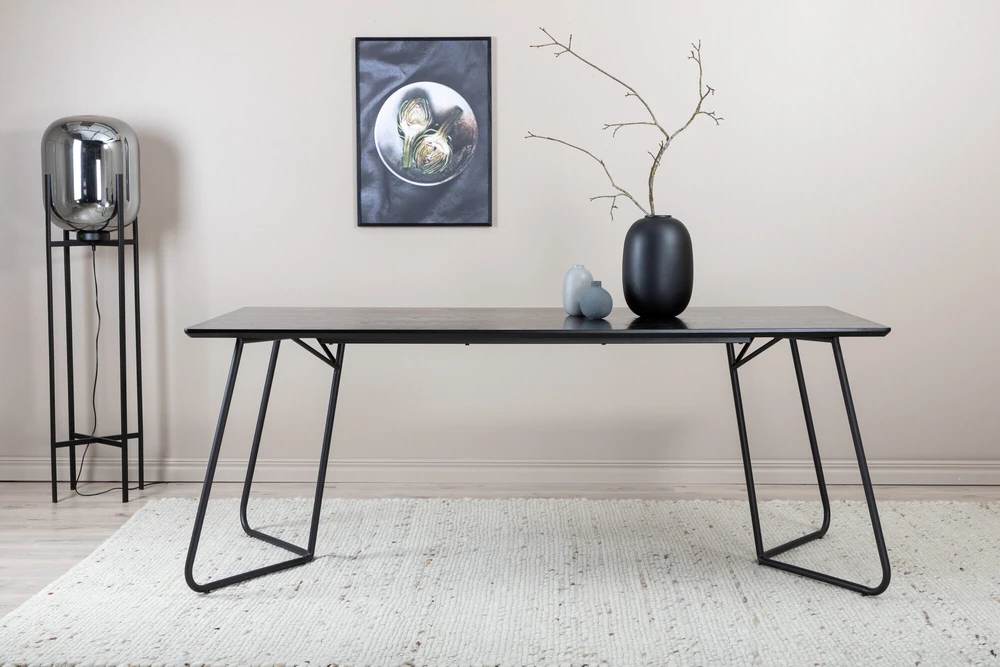 Venture Design Valgomojo stalas, Petra, 75x190x90 cm, Juodas