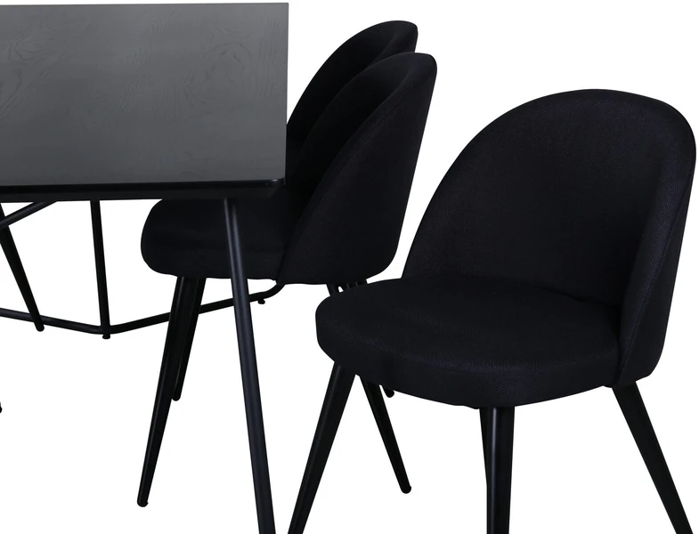 Venture Design Valgomojo stalas, Petra, 190x90 cm, Valgomasis kėdė, 76.5x50 cm, Juoda