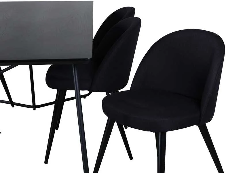 Venture Design Valgomojo stalas, Petra, 190x90 cm, Valgomasis kėdė, 76.5x50 cm, Juoda