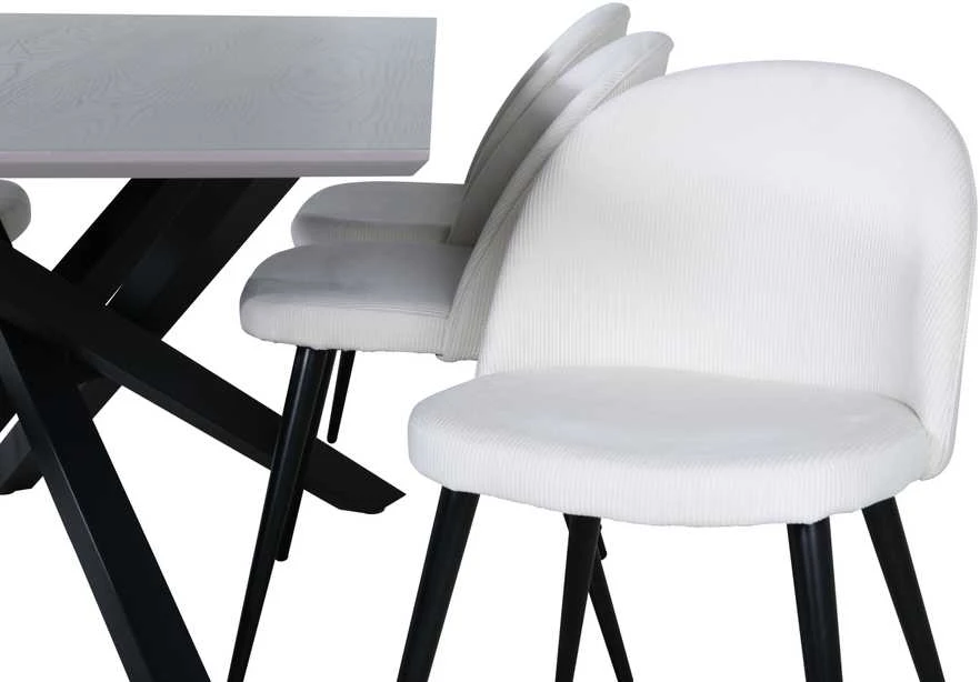 Venture Design Valgomojo stalas, Piazza, 76x180x90 cm, Pilka/Juoda, Valgomasis kėdė, Veltinas, 57x76.5x50 cm, Bežinis/Juodas