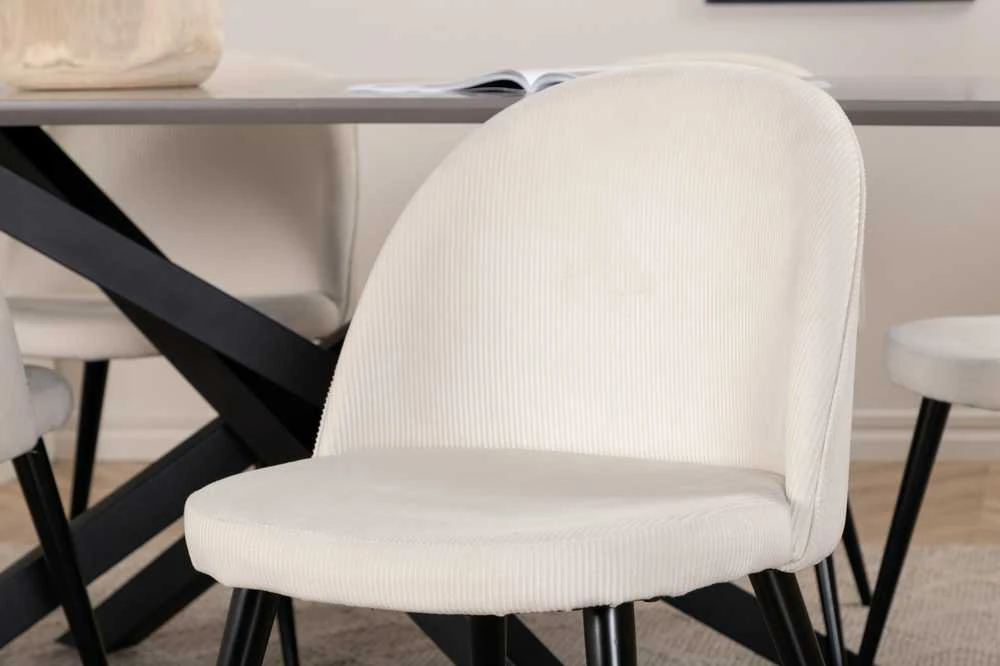 Venture Design Valgomojo stalas, Piazza, 76x180x90 cm, Pilka/Juoda, Valgomasis kėdė, Veltinas, 57x76.5x50 cm, Bežinis/Juodas