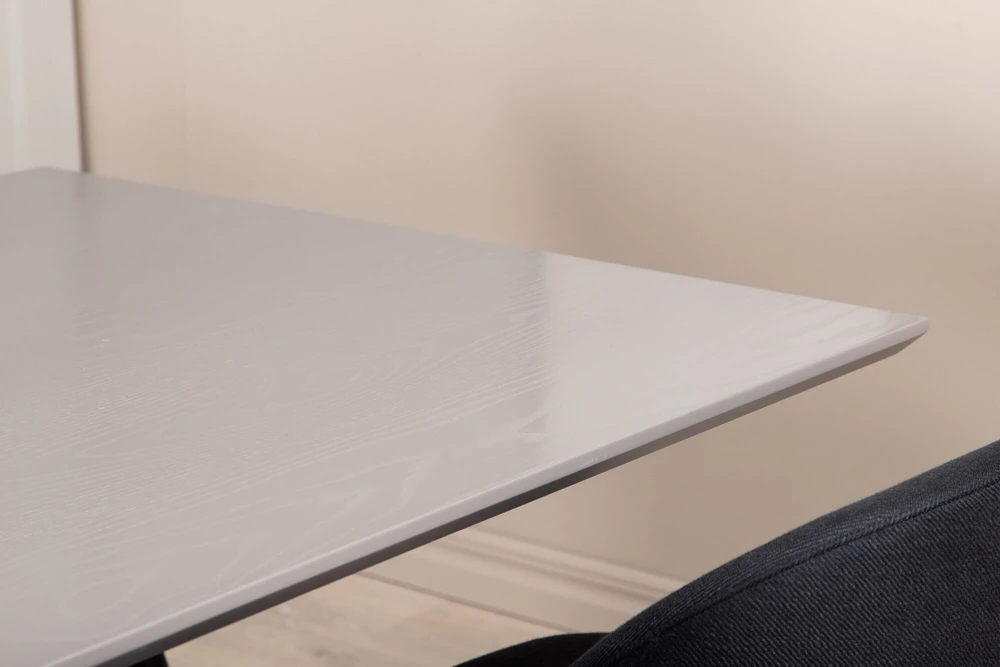 Venture Design Valgomojo stalas, Piazza, 190x90 cm, Juodas Pilkas Furnyras, Valgomasis kėdė, Velvetas, 76.5x50x57 cm, Juoda