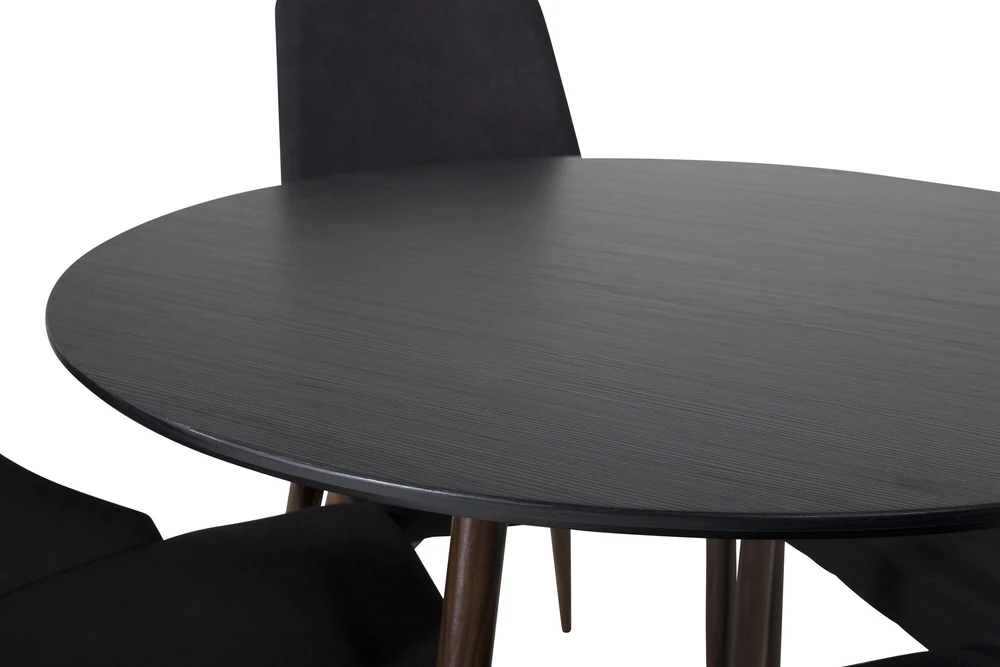 Venture Design Valgomojo stalas, Plaza, 100 cm, juodas+Valgomasis kėdė, Leone, 50x91.5x47 cm, juoda