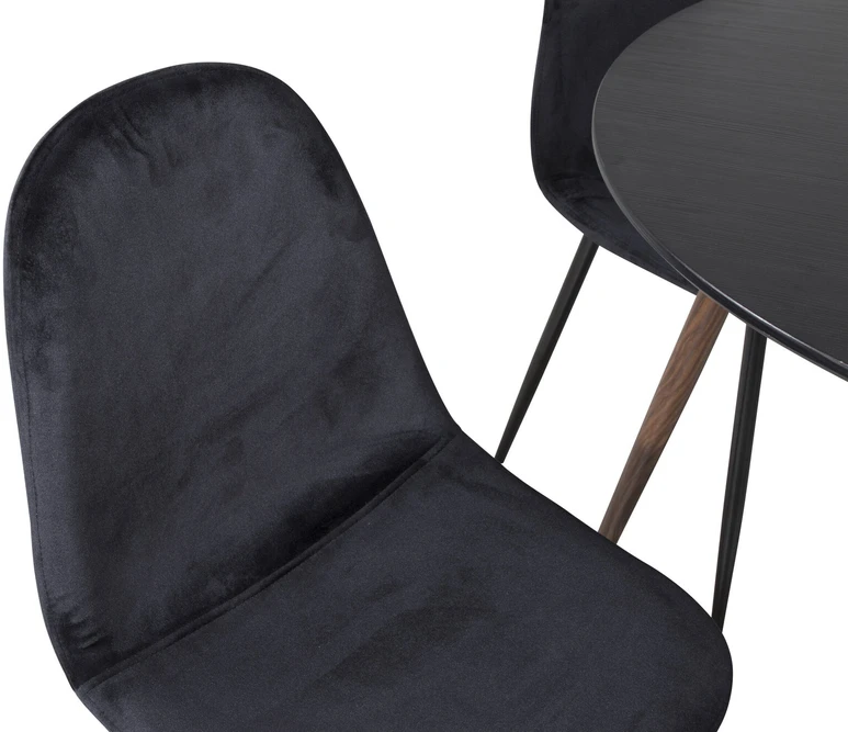 Venture Design Valgomojo stalas, Plaza, 100 cm, Juoda/Riešutas, Valgomasis kėdė, Polar, 53,3x88x42,5 cm, Juoda aksomas