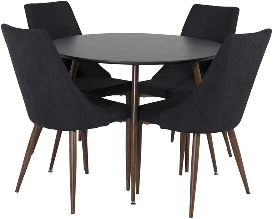 Venture Design Valgomojo stalas, Plaza, 100 cm, juodas+Valgomasis kėdė, Leone, 50x91.5x47 cm, juoda
