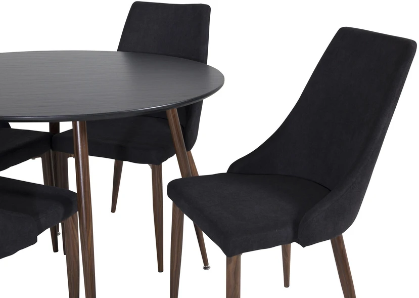 Venture Design Valgomojo stalas, Plaza, 100 cm, juodas+Valgomasis kėdė, Leone, 50x91.5x47 cm, juoda