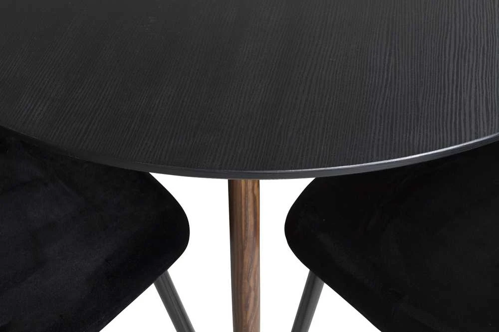 Venture Design Valgomojo stalas, Plaza, 100 cm, Juoda/Riešutas, Valgomasis kėdė, Polar, 53,3x88x42,5 cm, Juoda aksomas