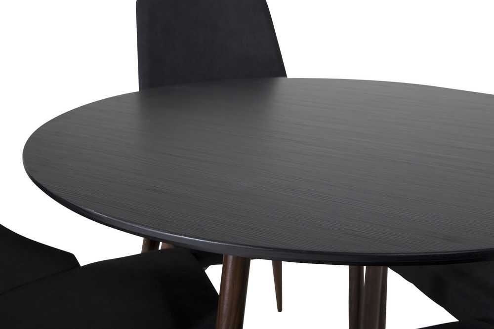 Venture Design Valgomojo stalas, Plaza, 100 cm, juodas+Valgomasis kėdė, Leone, 50x91.5x47 cm, juoda