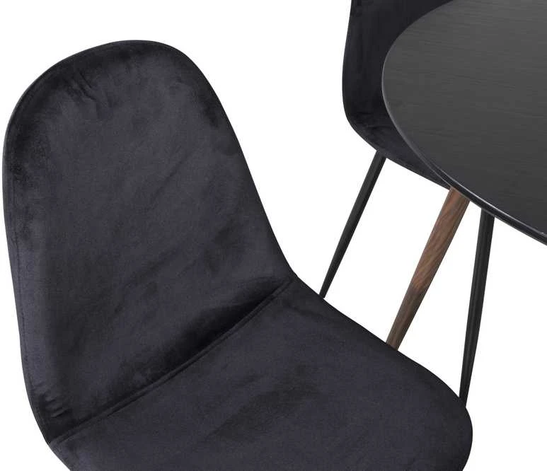 Venture Design Valgomojo stalas, Plaza, 100 cm, Juoda/Riešutas, Valgomasis kėdė, Polar, 53,3x88x42,5 cm, Juoda aksomas