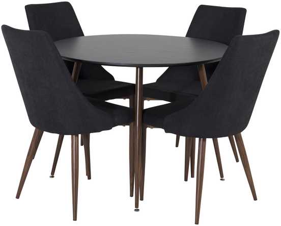 Venture Design Valgomojo stalas, Plaza, 100 cm, juodas+Valgomasis kėdė, Leone, 50x91.5x47 cm, juoda