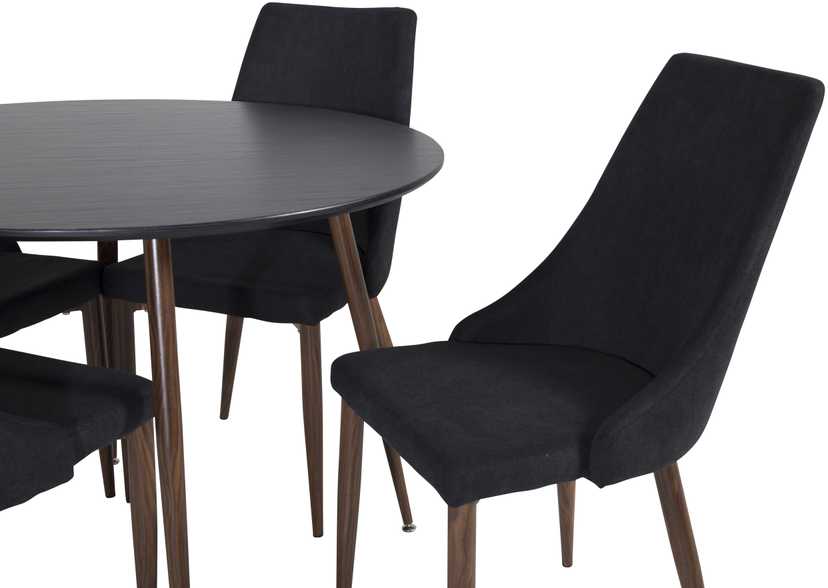 Venture Design Valgomojo stalas, Plaza, 100 cm, juodas+Valgomasis kėdė, Leone, 50x91.5x47 cm, juoda
