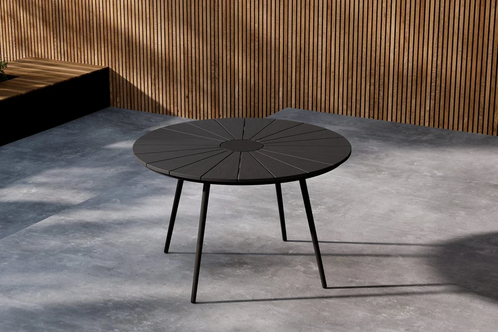 Venture Design Valgomojo stalas San Vito 120 cm juodas Polywood