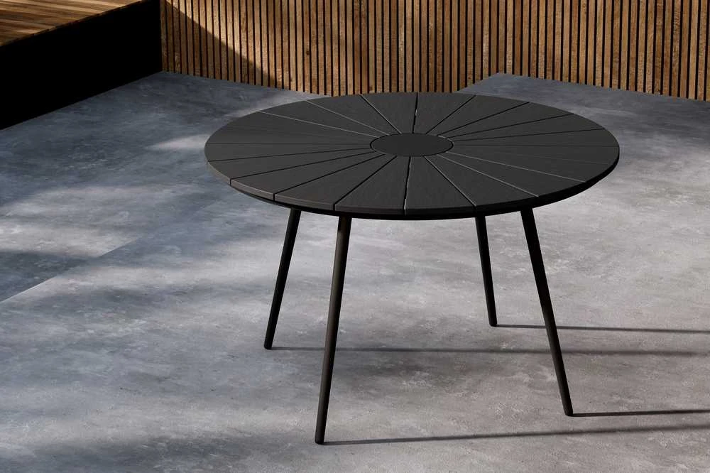 Venture Design Valgomojo stalas San Vito 120 cm juodas Polywood