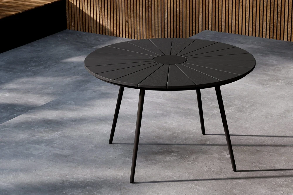 Venture Design Valgomojo stalas San Vito 120 cm juodas Polywood