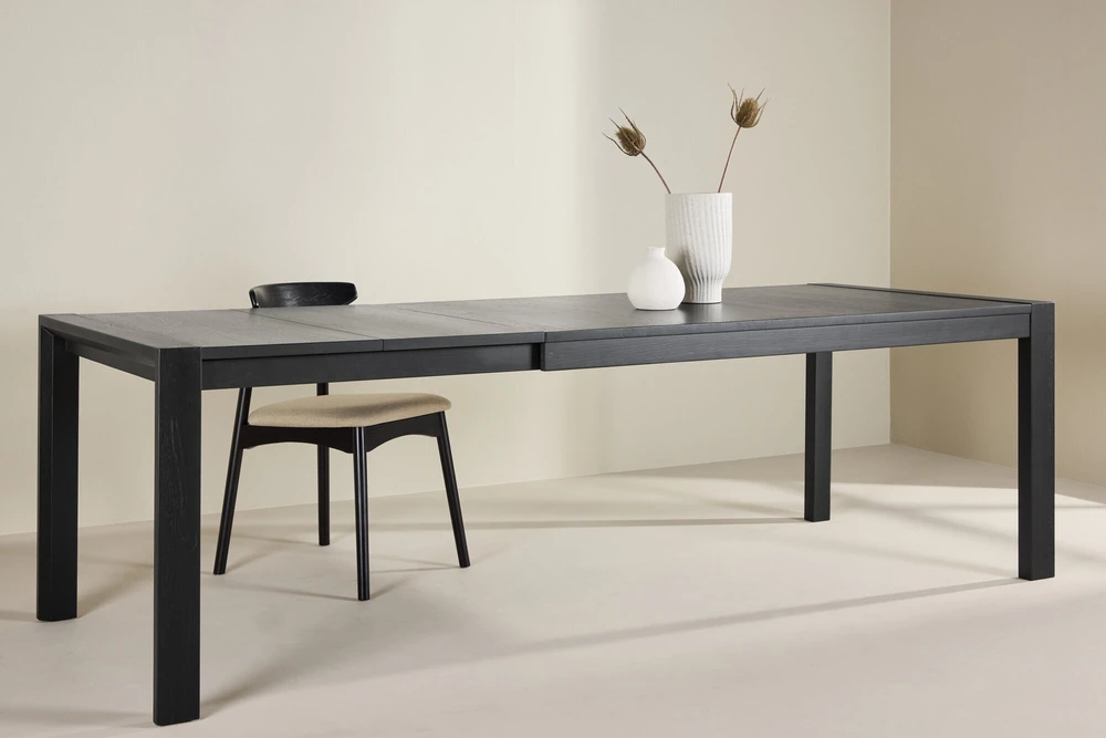 Venture Design Valgomojo stalas su slankikliu 250x95x75 cm Juodasis ąžuolas
