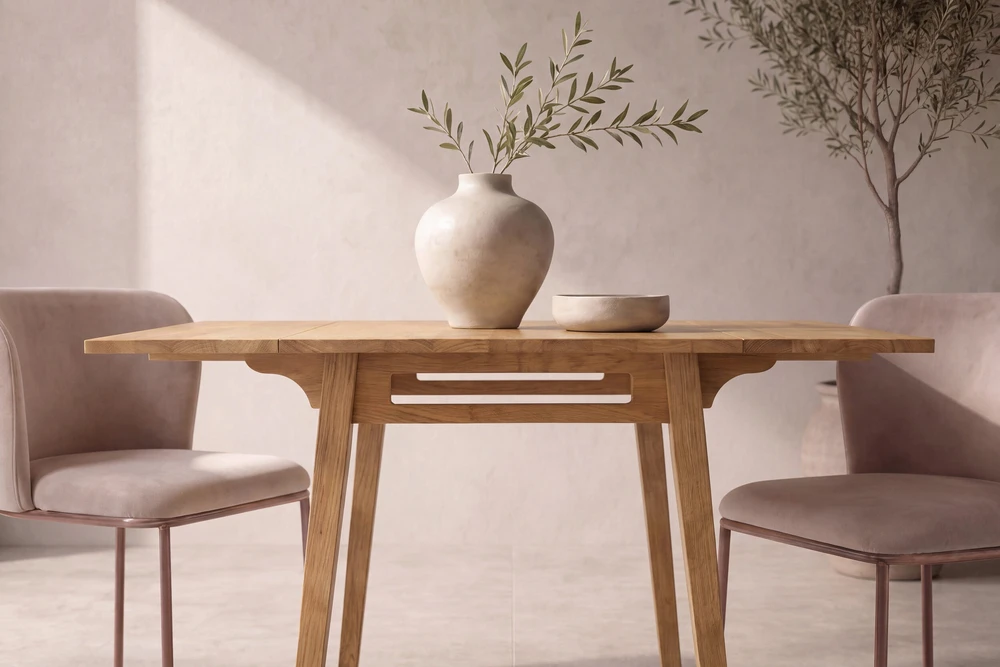 Venture Design Valgomojo stalas Yakidon 60x60 cm, guminės medienos ąžuolo imitacijos MDF