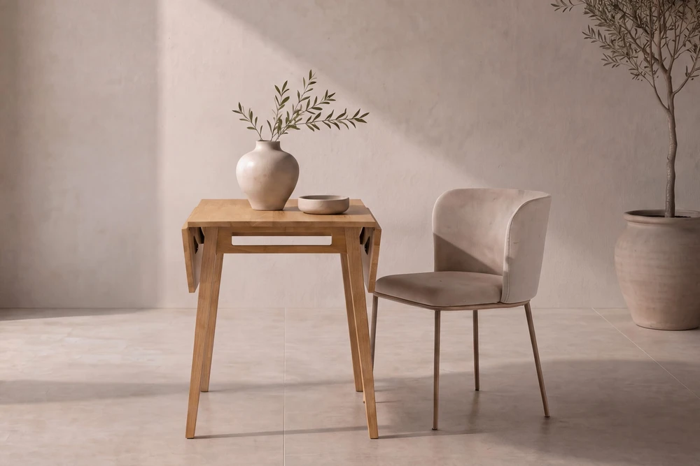 Venture Design Valgomojo stalas Yakidon 60x60 cm, guminės medienos ąžuolo imitacijos MDF