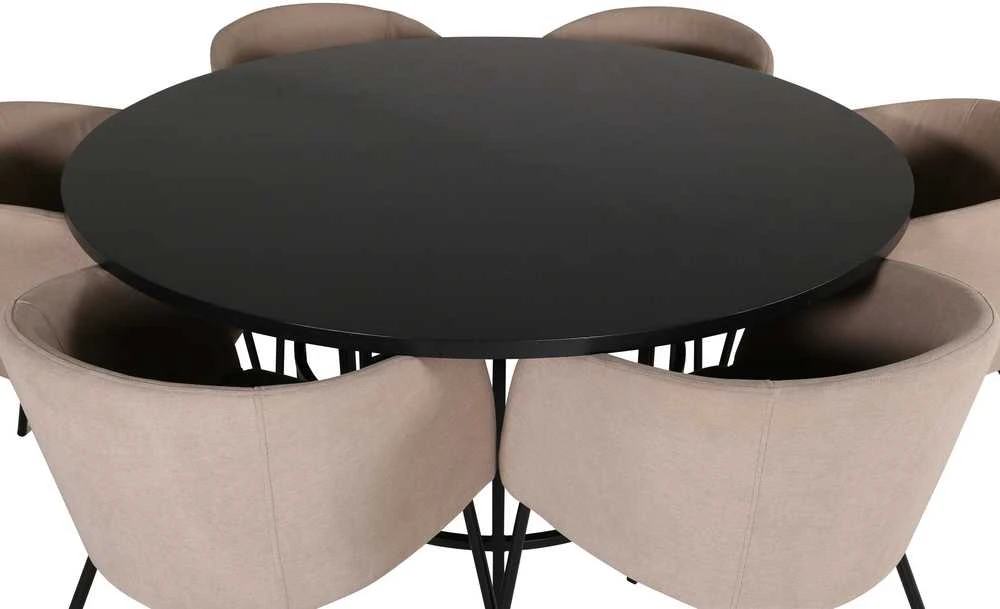 Venture Design Valgomojo stalo ir kėdžių komplektas Kopenhaga 140x74 cm Juodos spalvos audinys