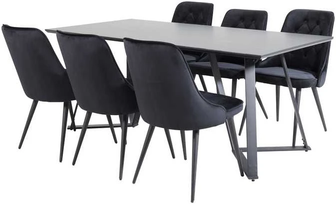 Venture Design Valgomojo stalo ir kėdžių komplektas Marina juodas