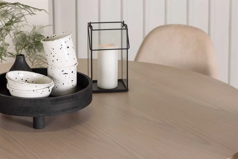 Venture Design Valgomojo stalo ir kėdžių komplektas Olivia valgomojo stalas ir Polar valgomojo kėdės smėlio spalvos