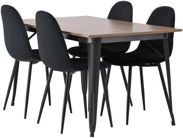 Venture Design Valgomojo stalo ir kėdžių komplektas Tempe valgomojo stalas ir Polar valgomojo kėdė 140x80 cm juoda