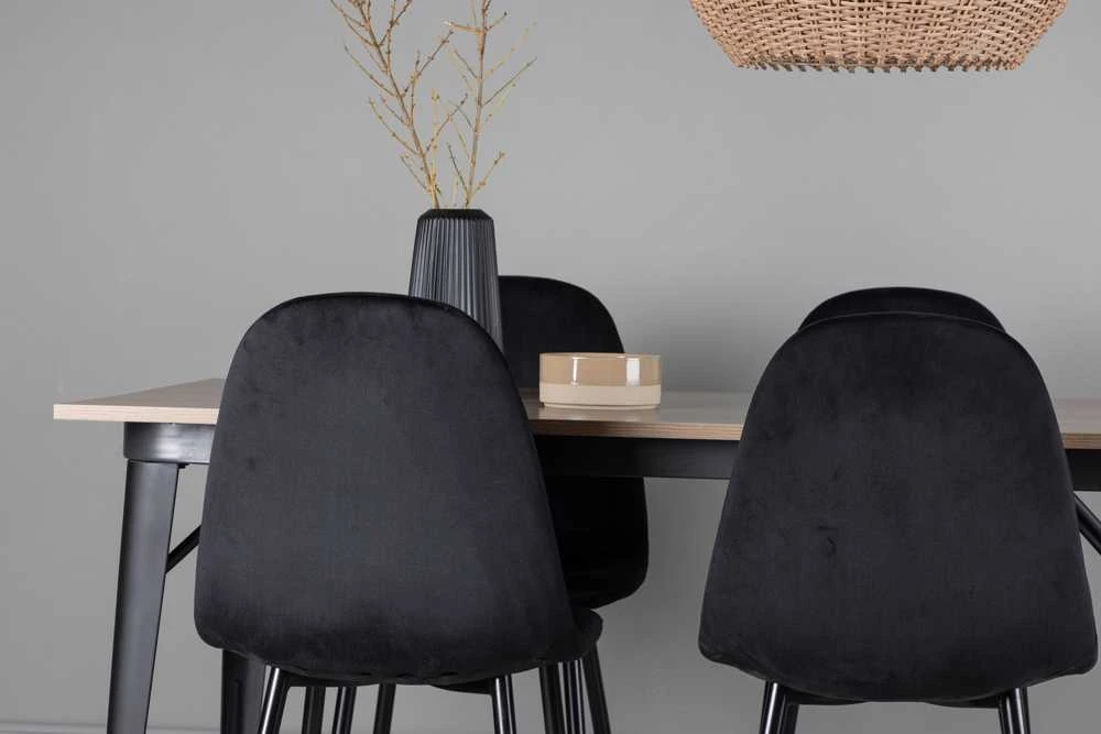 Venture Design Valgomojo stalo ir kėdžių komplektas Tempe valgomojo stalas ir Polar valgomojo kėdė 140x80 cm juoda
