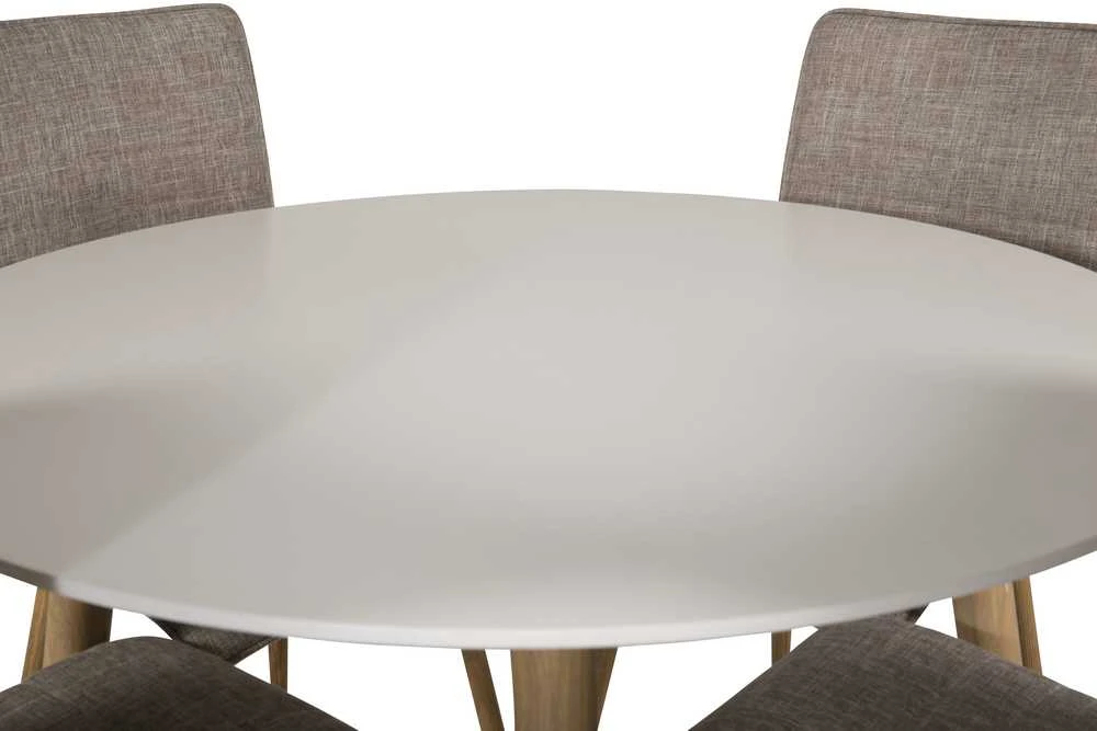 Venture Design Valgomojo stalo ir kėdžių komplektas 100x75 cm ąžuolo imitacija balta šviesiai pilka