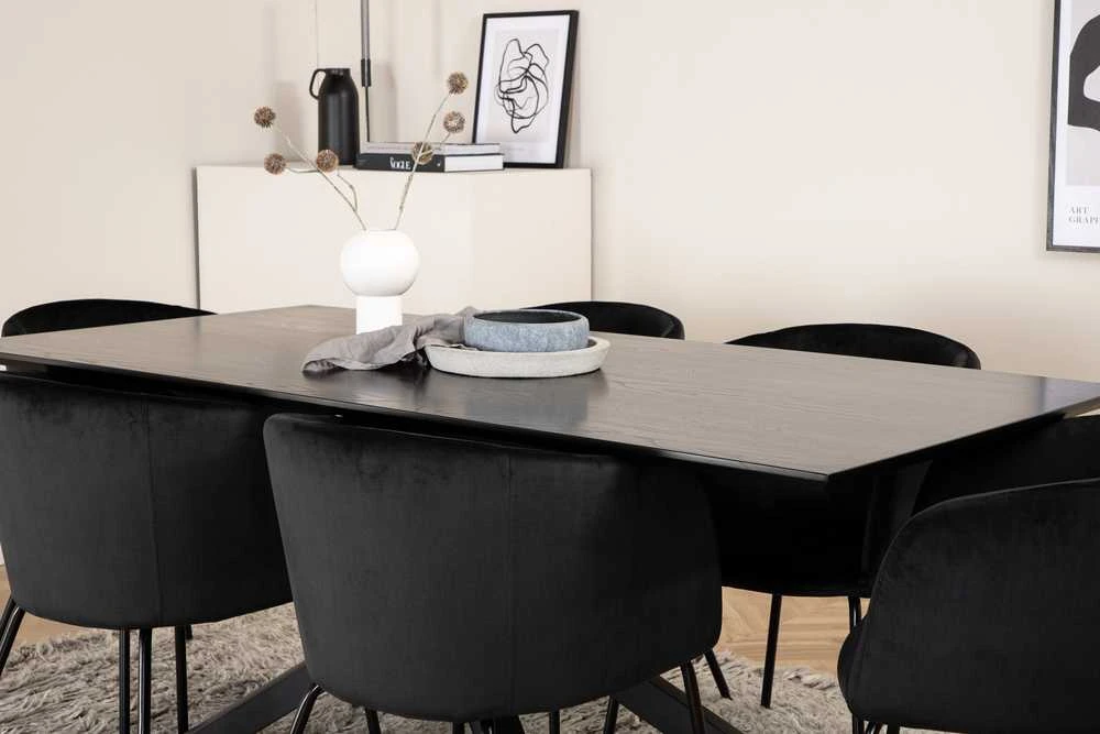 Venture Design Valgomojo stalo ir kėdžių komplektas Piazza valgomojo stalas ir Berit kėdė juoda