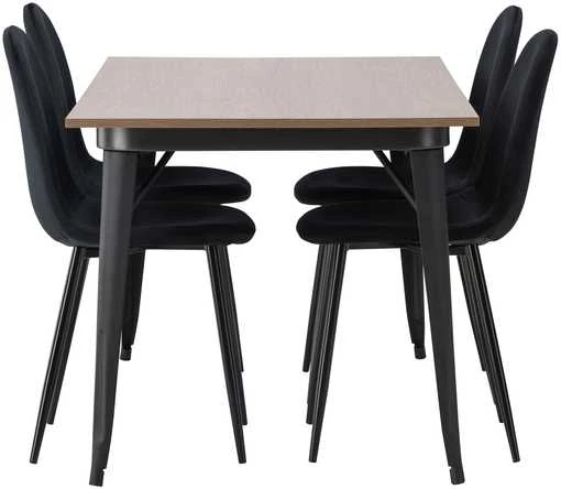 Venture Design Valgomojo stalo ir kėdžių komplektas Tempe valgomojo stalas ir Polar valgomojo kėdė 140x80 cm juoda