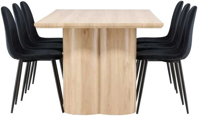 Venture Design Valgomojo stalo ir kėdžių komplektas Olivia valgomojo stalas su Polar valgomojo kėde 210x100 cm balta metalas apmušalas