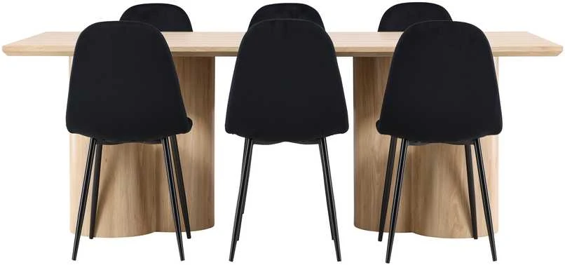 Venture Design Valgomojo stalo ir kėdžių komplektas Olivia valgomojo stalas su Polar valgomojo kėde 210x100 cm balta metalas apmušalas