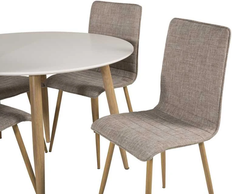 Venture Design Valgomojo stalo ir kėdžių komplektas 100x75 cm ąžuolo imitacija balta šviesiai pilka
