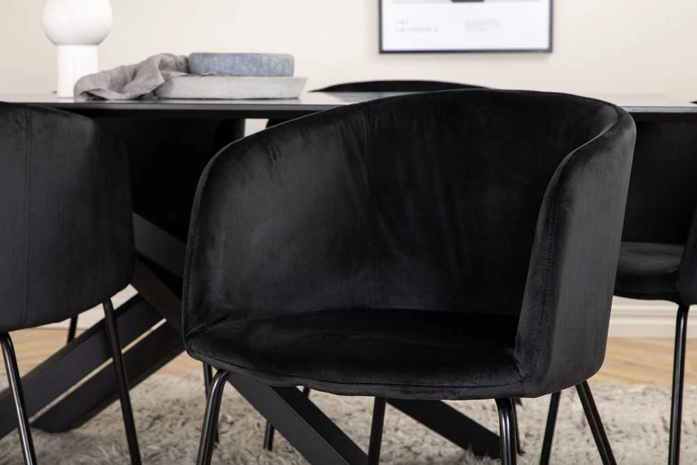 Venture Design Valgomojo stalo ir kėdžių komplektas Piazza valgomojo stalas ir Berit kėdė juoda