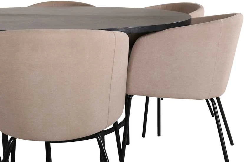 Venture Design Valgomojo stalo ir kėdžių komplektas Kopenhaga 140x74 cm Juodos spalvos audinys